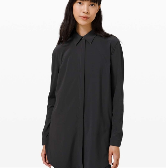 Lululemon In the Moment Shirt Black Womens Size 6 Button Down Long Sleeve Pocket - Picture 1 of 15